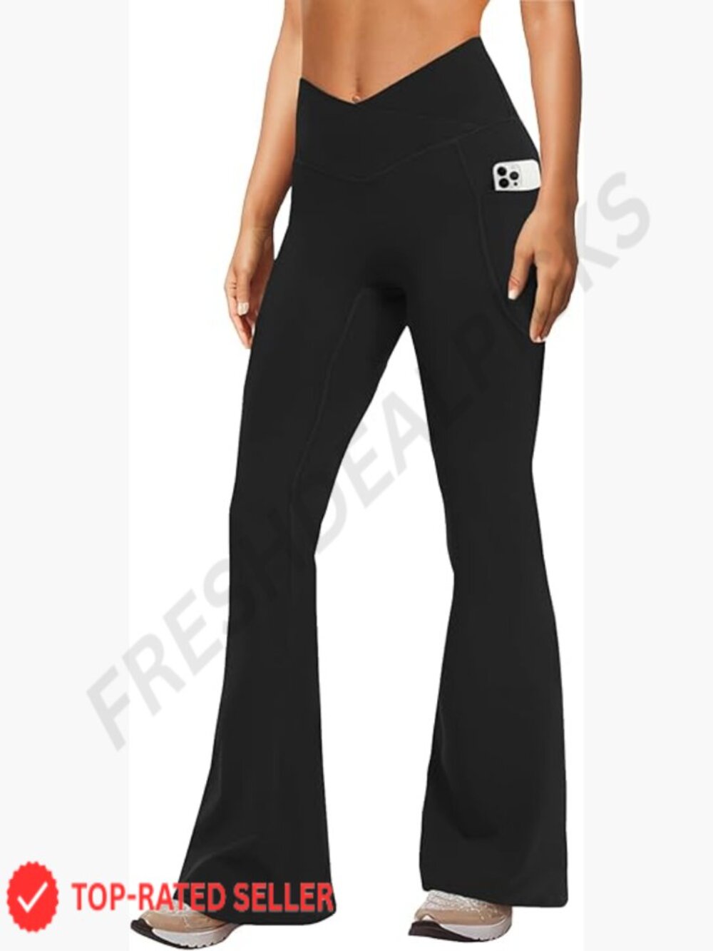 High Waisted Flare Leggings with Pockets Tummy Control Yoga Pants